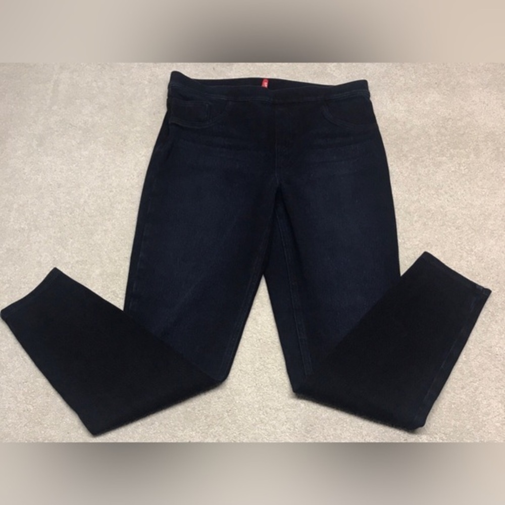 SPANX Size‎ L x 28 In Inseam High Rise Dark Blue Denim Stretch Jeggings